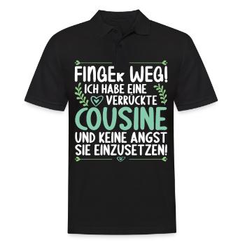 Finger weg ich habe eine verrückte Cousine - Männer Poloshirt - Schwarz - Vorne - Kai (181cm)