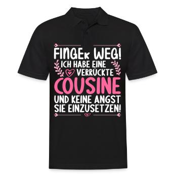 Finger weg ich habe eine verrückte Cousine - Männer Poloshirt - Schwarz - Vorne - Kai (181cm)
