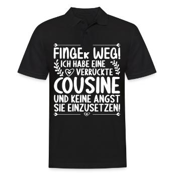 Finger weg ich habe eine verrückte Cousine - Männer Poloshirt - Schwarz - Vorne - Kai (181cm)