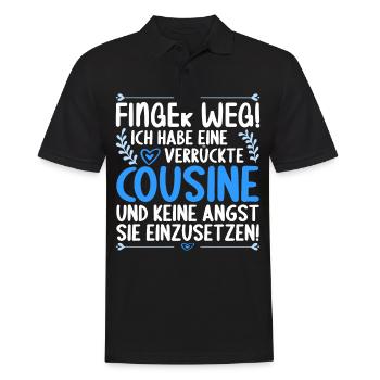Finger weg ich habe eine verrückte Cousine - Männer Poloshirt - Schwarz - Vorne - Kai (181cm)