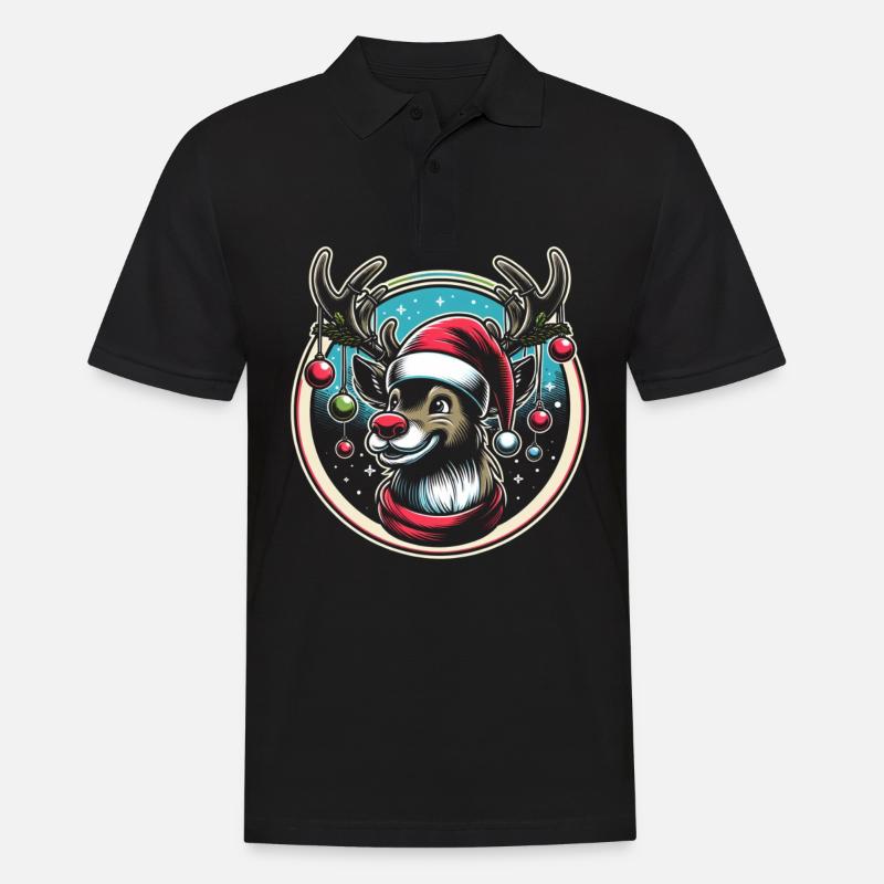 Rentier Weihnachten - Männer Poloshirt - Schwarz