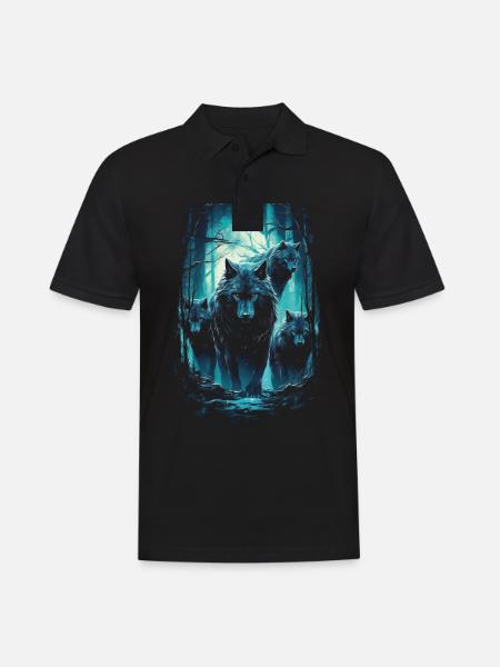 Fantasy Wolf Magic Pack Mystérieux - Polo Homme - noir