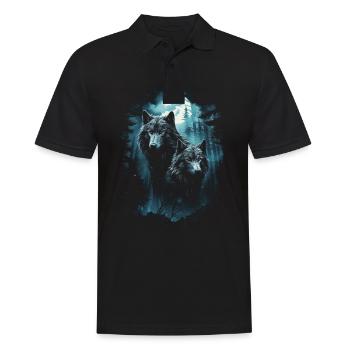 Fantasy Wolf Moon Wolf Pack Mythology - Men's Polo Shirt - black - Front - Kai (181cm)