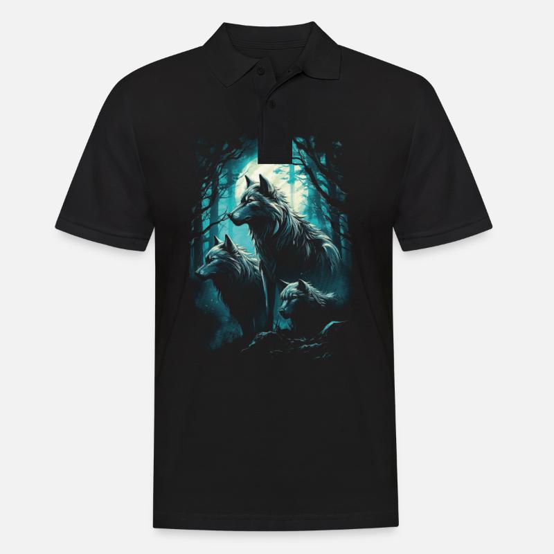 Fantasy Wolf Magic Pack Mystérieux - Polo Homme - noir