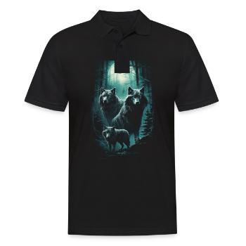 Fantasy Wolf Moon Wolf Pack Mythology - Men's Polo Shirt - black - Front - Kai (181cm)