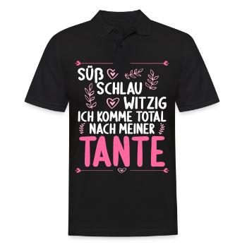 Ich komme total nach meiner Tante Nichte Neffe - Männer Poloshirt - Schwarz - Vorne - Kai (181cm)
