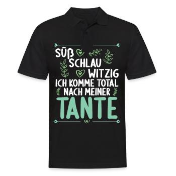 Ich komme total nach meiner Tante Nichte Neffe - Männer Poloshirt - Schwarz - Vorne - Kai (181cm)