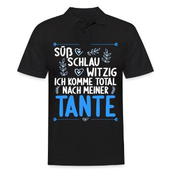 Ich komme total nach meiner Tante Nichte Neffe - Männer Poloshirt - Schwarz - Vorne - Kai (181cm)