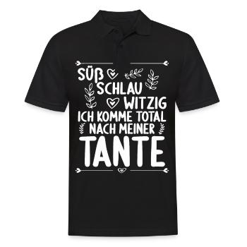 Ich komme total nach meiner Tante Nichte Neffe - Männer Poloshirt - Schwarz - Vorne - Kai (181cm)