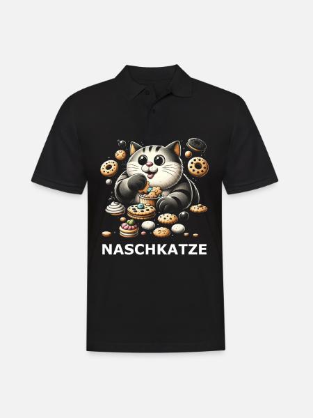 Naschkatze - Männer Poloshirt - Schwarz