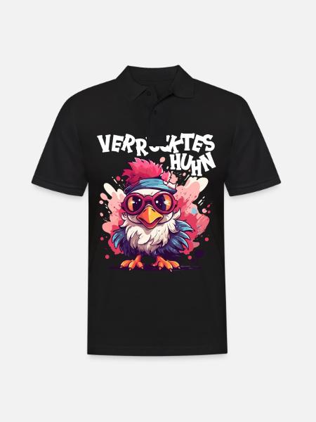 Huhn Hühner Hühnerbesitzer Verrücktes Huhn - Männer Poloshirt - Schwarz