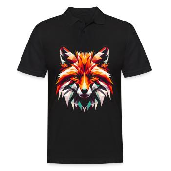 Renard géométrique polygonal - Polo Homme - noir - Devant - Kai (181cm)