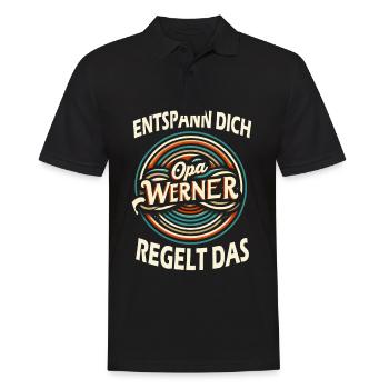 Opa Werner - Männer Poloshirt - Schwarz - Vorne - Kai (181cm)