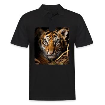 Tiger realistic baby tiger - Men's Polo Shirt - black - Front - Kai (181cm)