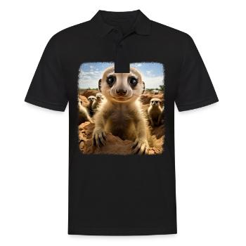 Meerkat realistic Erdmännchen - Men's Polo Shirt - black - Front - Kai (181cm)