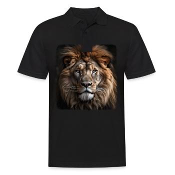 Löwen realistic Löwe - Männer Poloshirt - Schwarz - Vorne - Kai (181cm)