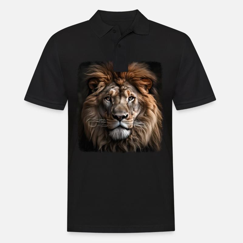 Löwen realistic Löwe - Männer Poloshirt - Schwarz