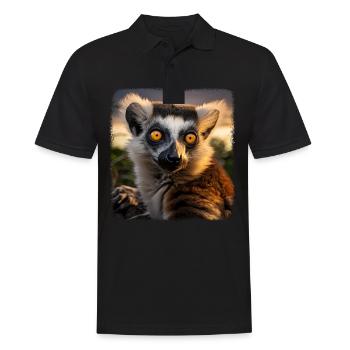 Ring-tailed lemurs realistic ring-tailed lemur - Men's Polo Shirt - black - Front - Kai (181cm)
