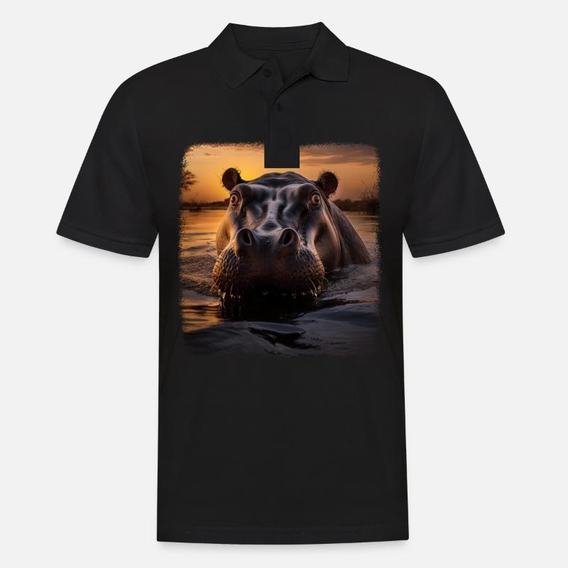Hippos realistic Hippo - Männer Poloshirt - Schwarz