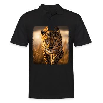 Guépard réaliste Guépard - Polo Homme - noir - Devant - Kai (181cm)