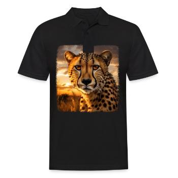 Guépard réaliste Guépard - Polo Homme - noir - Devant - Kai (181cm)