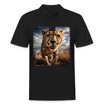 Guépard réaliste Guépard - Polo Homme - noir - Devant - Kai (181cm)