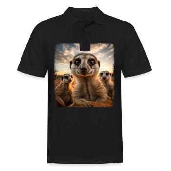 Meerkat realistic Erdmännchen - Men's Polo Shirt - black - Front - Kai (181cm)