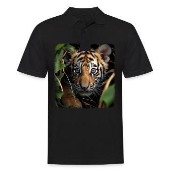 Tiger realistic baby tiger - Men's Polo Shirt - black - Front - Kai (181cm)