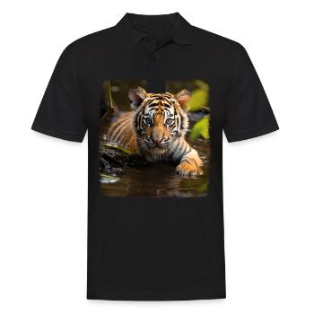 Tiger realistic baby tiger - Men's Polo Shirt - black - Front - Kai (181cm)