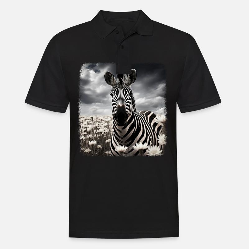Zebras realistic Zebra - Männer Poloshirt - Schwarz