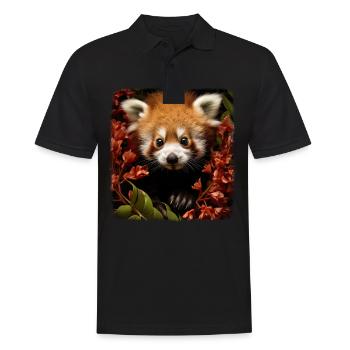 Pandas roux Panda roux réaliste - Polo Homme - noir - Devant - Kai (181cm)