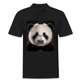 Pandas realistic Panda - Männer Poloshirt - Schwarz - Vorne - Kai (181cm)