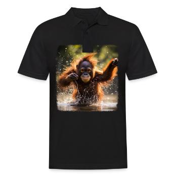 Orang Utans realistic Orang Utan - Männer Poloshirt - Schwarz - Vorne - Kai (181cm)