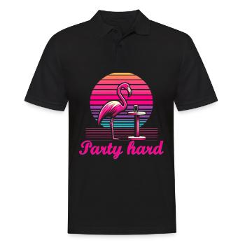 Flamingo Party Hard - Männer Poloshirt - Schwarz - Vorne - Kai (181cm)