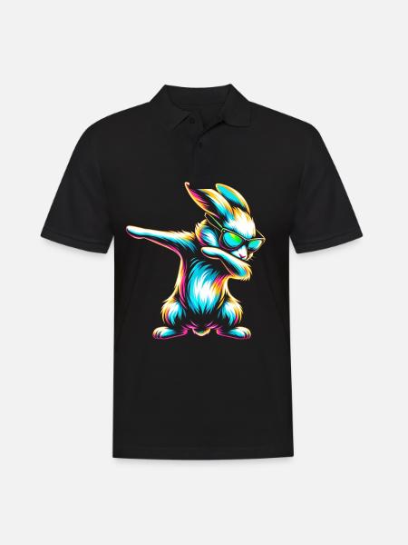 Dabbender Hase - Männer Poloshirt - Schwarz