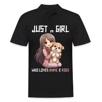 Kawaii Girl Anime Manga Fille et Chien - Polo Homme - noir - Devant - Kai (181cm)