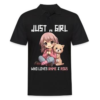 Kawaii Girl Anime Manga Fille et Chien - Polo Homme - noir - Devant - Kai (181cm)