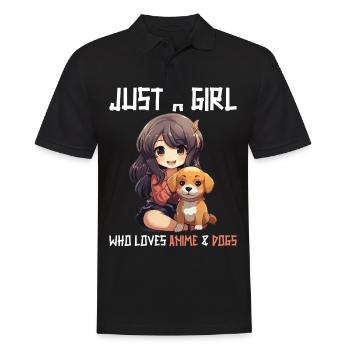Kawaii Girl Anime Manga Fille et Chien - Polo Homme - noir - Devant - Kai (181cm)