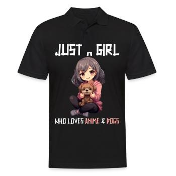 Kawaii Girl Anime Manga Fille et Chien - Polo Homme - noir - Devant - Kai (181cm)