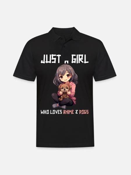 Kawaii pige anime manga pige og hund - Herre poloshirt - sort