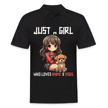Kawaii Girl Anime Manga Fille et Chien - Polo Homme - noir - Devant - Kai (181cm)