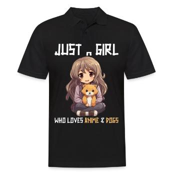 Kawaii Girl Anime Manga Fille et Chien - Polo Homme - noir - Devant - Kai (181cm)