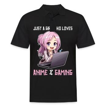 Kawaii Girl Anime Manga Fille Chat - Polo Homme - noir - Devant - Kai (181cm)