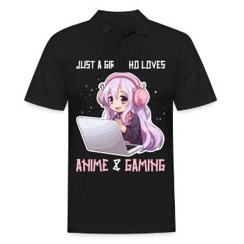 Kawaii Girl Anime Manga Fille Chat - Polo Homme - noir - Devant - Kai (181cm)