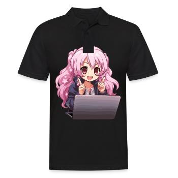 Kawaii Girl Anime and Gaming Anime Lover - Männer Poloshirt - Schwarz - Vorne - Kai (181cm)