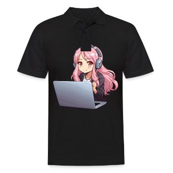 Kawaii Girl Anime and Gaming Anime Lover - Männer Poloshirt - Schwarz - Vorne - Kai (181cm)