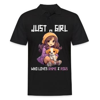 Kawaii Girl Anime Manga Fille et Chien - Polo Homme - noir - Devant - Kai (181cm)