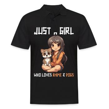 Kawaii Girl Anime Manga Fille et Chien - Polo Homme - noir - Devant - Kai (181cm)