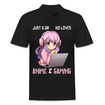 Kawaii Girl Anime Manga Fille Chat - Polo Homme - noir - Devant - Kai (181cm)