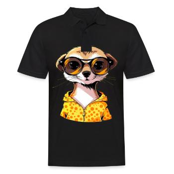 Meerkat with sunglasses Meerkat - Men's Polo Shirt - black - Front - Kai (181cm)